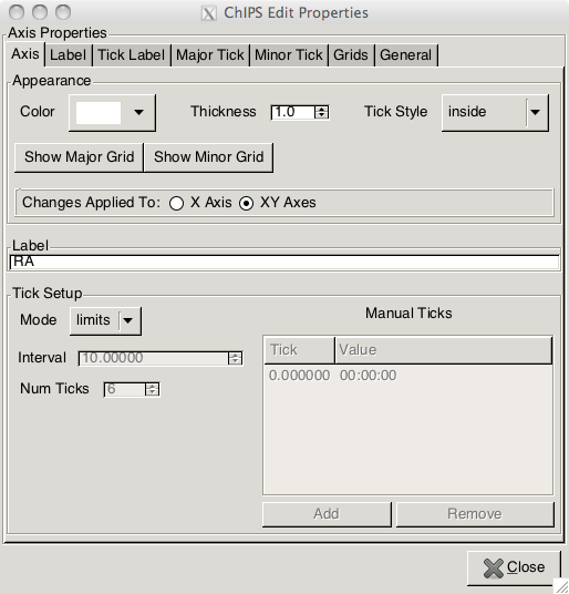 [The Axis editor makes it easier to navigate the large number of options for configuring the appearance of an axis.]
