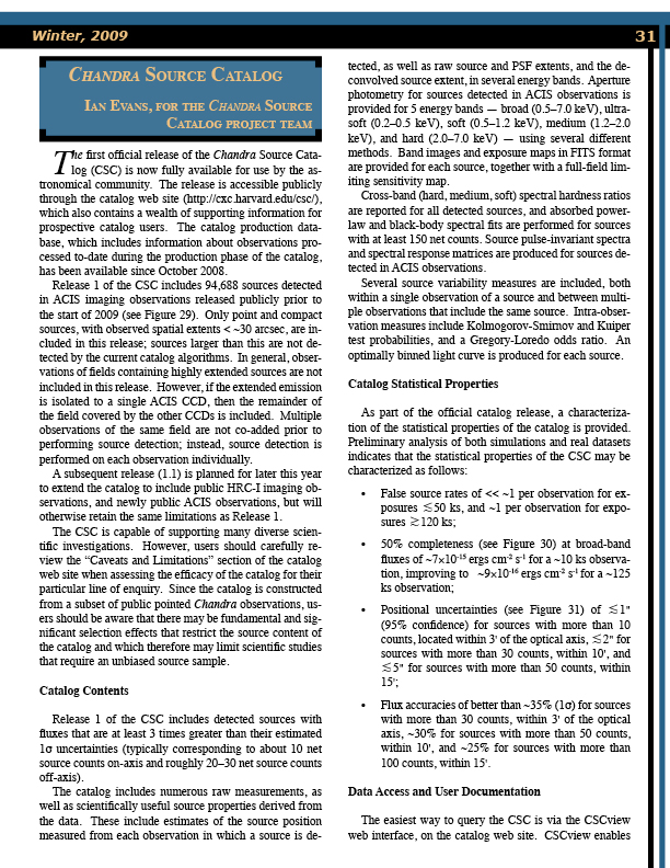 Page 31 of the Chandra Newsletter, issue 16, for text-only, please refer to http://cxc.harvard.edu/newsletters/news_16/newsletter16.html