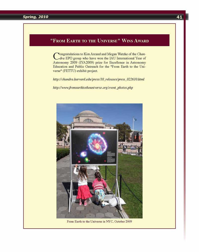 Page 41 of the Chandra Newsletter, issue 17, for text-only, please refer to http://cxc.harvard.edu/newsletters/news_17/newsletter17.html
