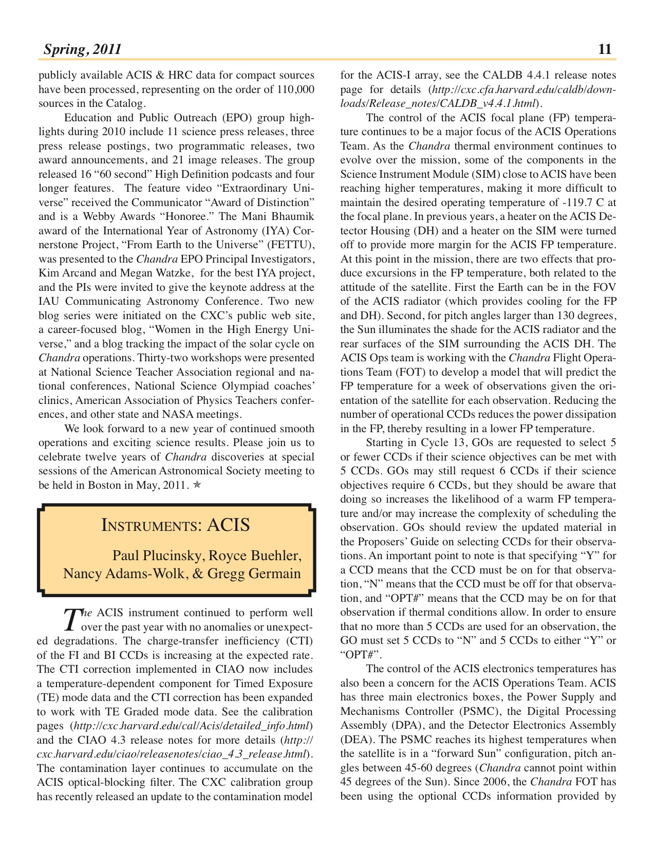 Page 11 of the Chandra Newsletter, issue 18.