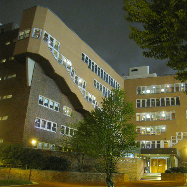 MIT's Baker House at night