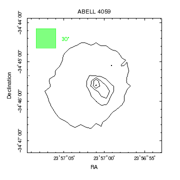 [Print media version: A green square, with a width of 30 arcseconds, has been added to the plot.]