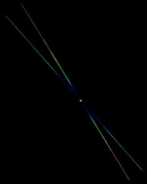 [Thumbnail image: The spectrum shows the familiar cross-dispersion pattern of Chandra grating observations.]