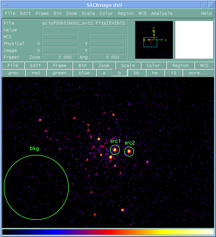 [Image 1: Image of 47 Tuc with extraction regions]