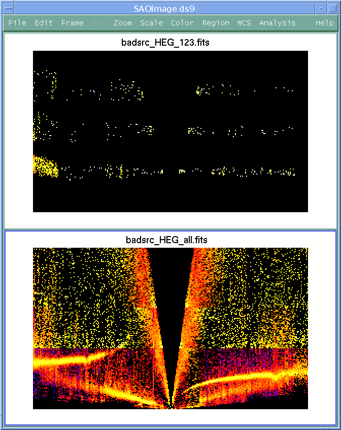 [Image 3: HEG order-sorting plot with incorrect source location]