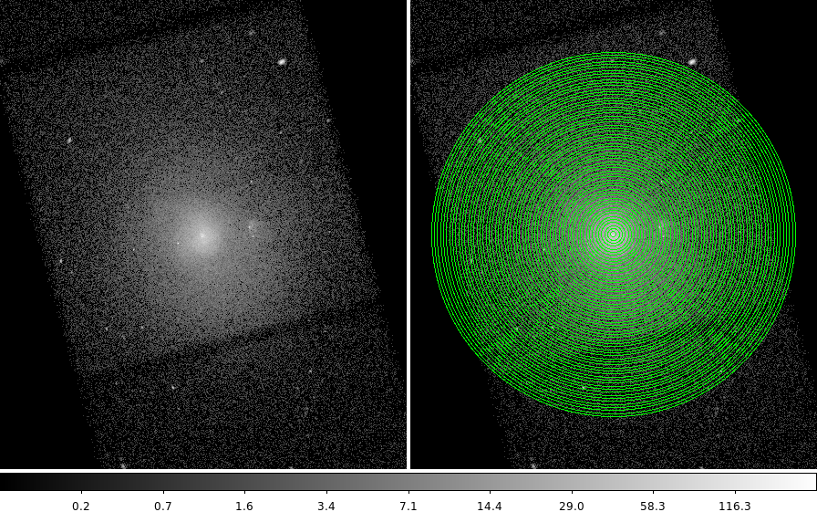 [Print media version: broad band image of Abell 2626 cluster shown with radial profile annuli]