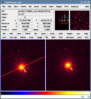 [Thumbnail image: The original event file and the file without the streak are displayed side-by-side in ds9.]