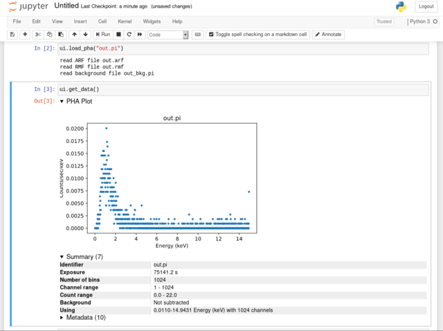 jupyter notebook w/ sherpa