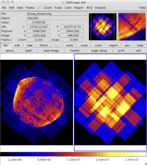 [Thumbnail image: Instrumental effects, such as chip edges, bad columns, and the grid pattern used, can be seen.]