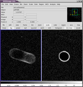 [Thumbnail image: The original event file and the object-centered file are displayed side-by-side in ds9.]