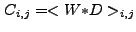 $ C_{i,j} = <W{\ast}D>_{i,j}$