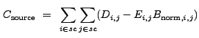 $\displaystyle C_{\rm source}~=~\sum_{i \in sc}\sum_{j \in sc} (D_{i,j}-E_{i,j}B_{{\rm norm},i,j})$