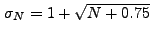 $\displaystyle \mbox{$\sigma_N = 1+\sqrt{N+0.75}$}$