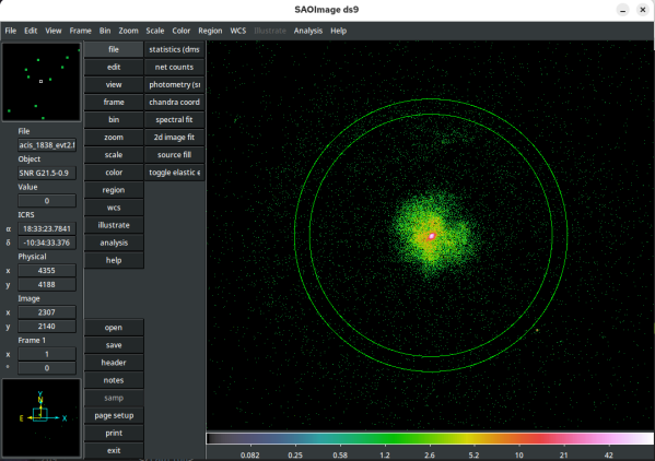 [Thumbnail image: The annulus is displayed in green on the data is ds9.]