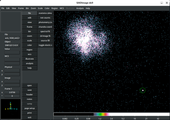 [Thumbnail image: The filtered event file is displayed in ds9.]