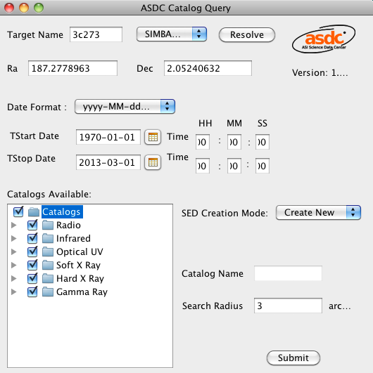 ASDC query form