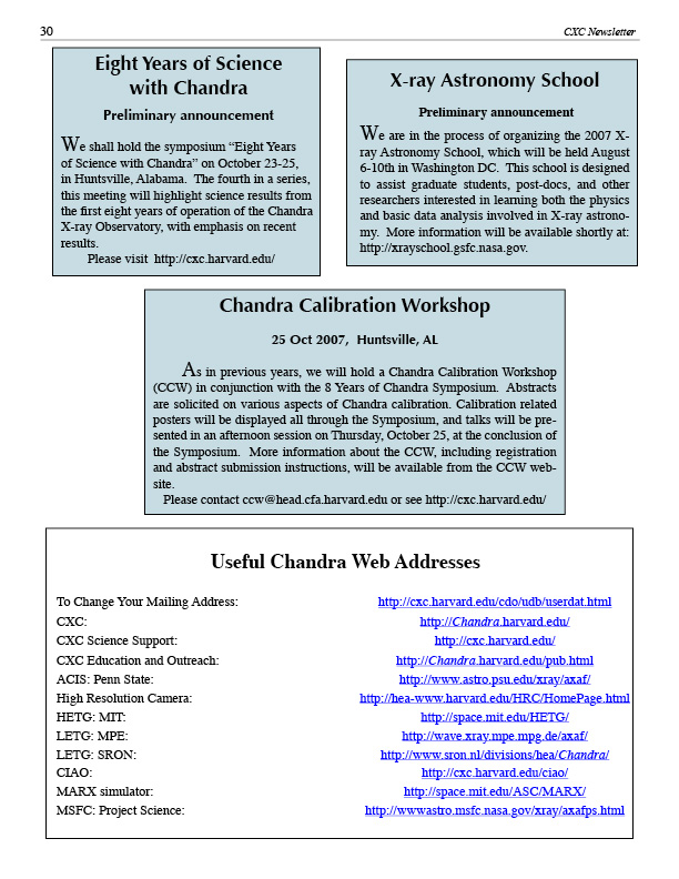 Page 30 of the Chandra Newsletter, issue 14, for text-only, please refer to ...