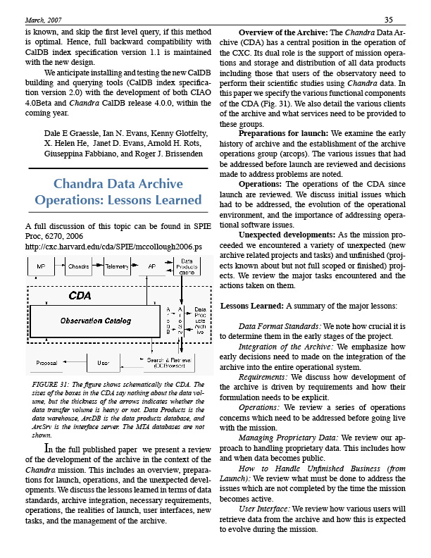 Page 35 of the Chandra Newsletter, issue 14, for text-only, please refer to ...