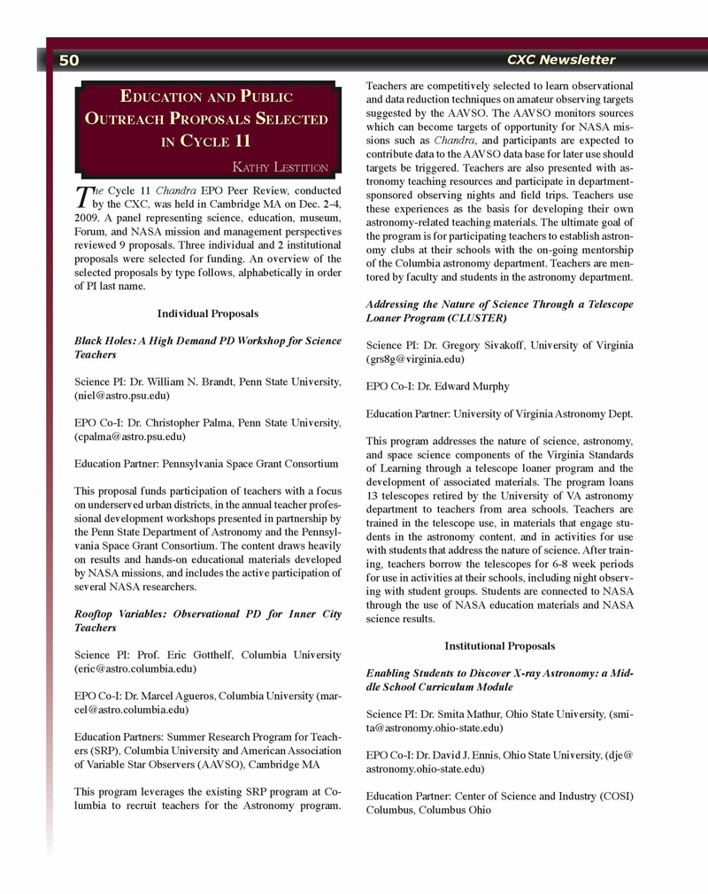 Page 50 of the Chandra Newsletter, issue 17, for text-only, please refer to http://cxc.harvard.edu/newsletters/news_17/newsletter17.html